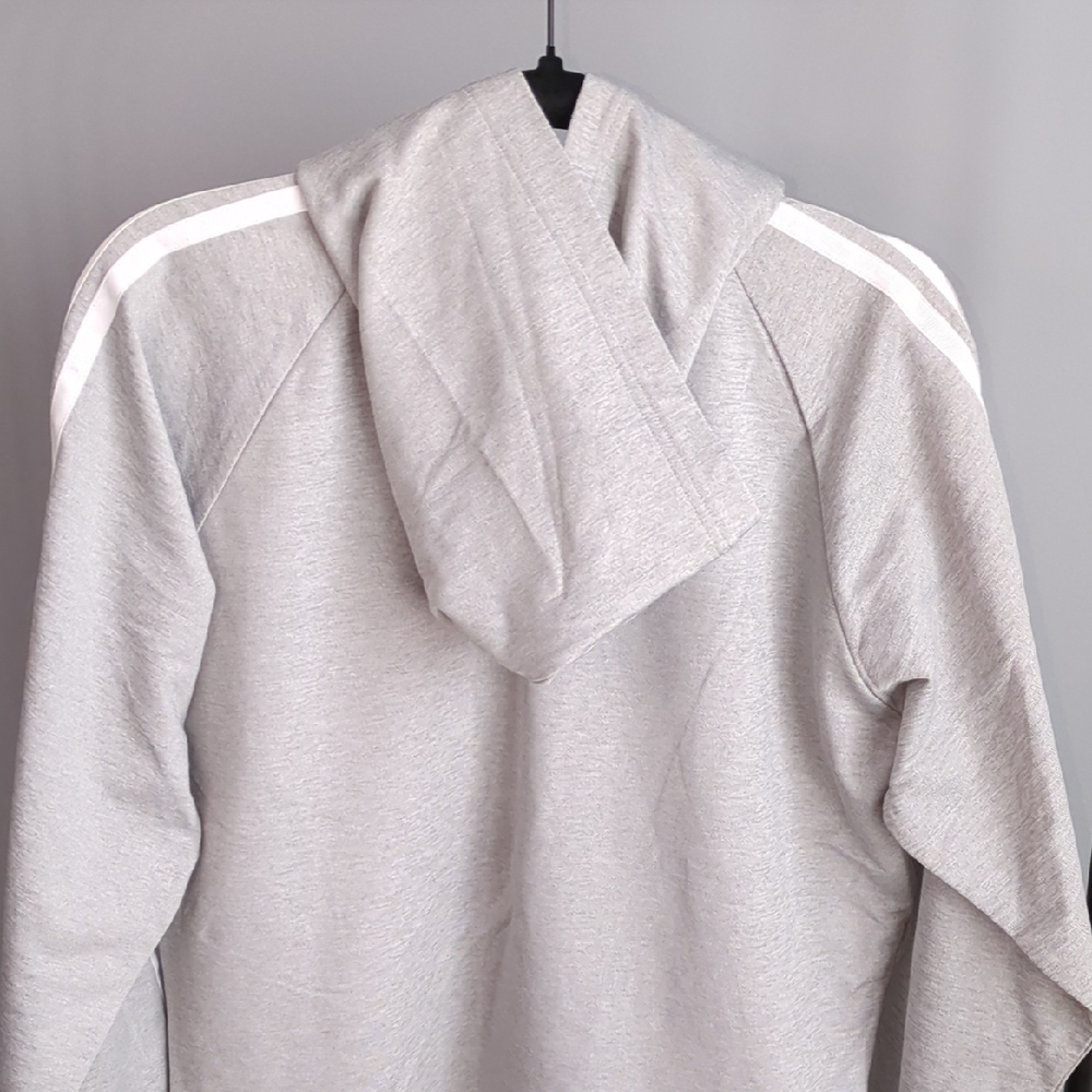 Women's Light Gray Hooded Track Jacket with White Stripe & Dot Accent - Picture 14 of 16
